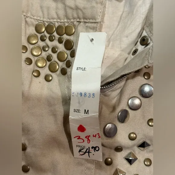 Studded Tan Mini Skirt Medium