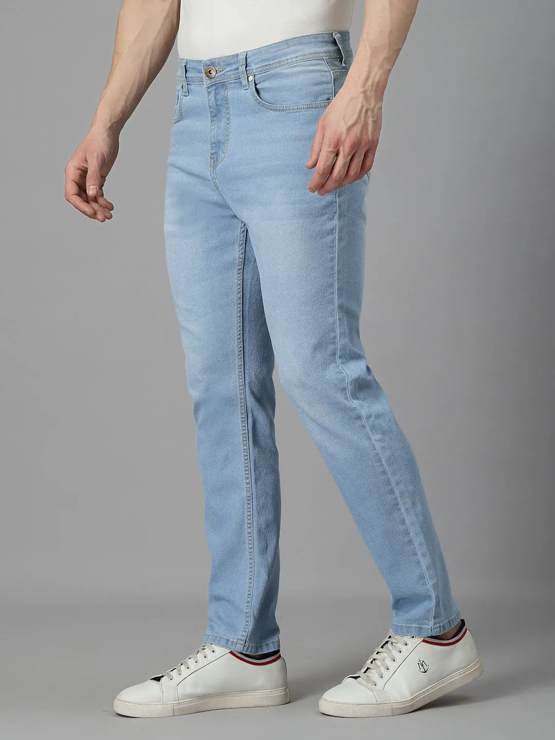 Style Quotient Men Light Blue Regular Fit Mid Rise Stretchable Jeans