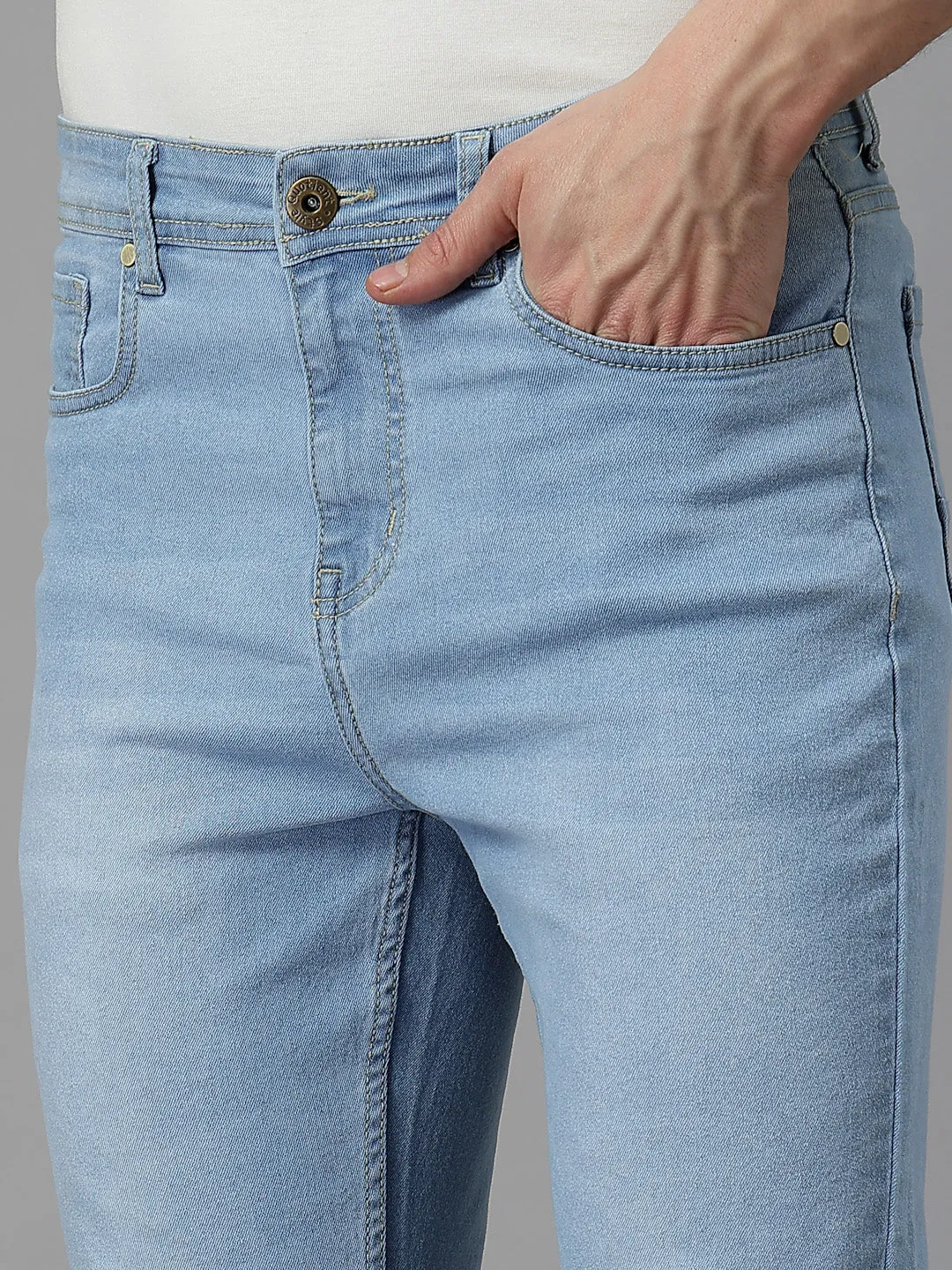 Style Quotient Men Light Blue Regular Fit Mid Rise Stretchable Jeans