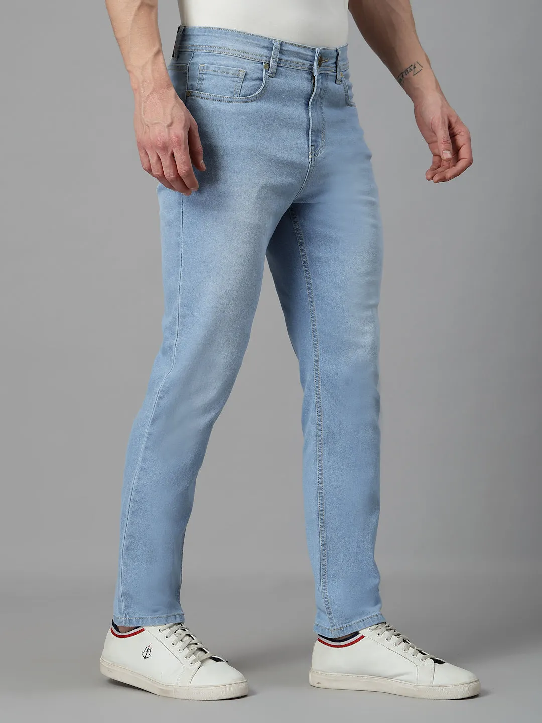 Style Quotient Men Light Blue Regular Fit Mid Rise Stretchable Jeans