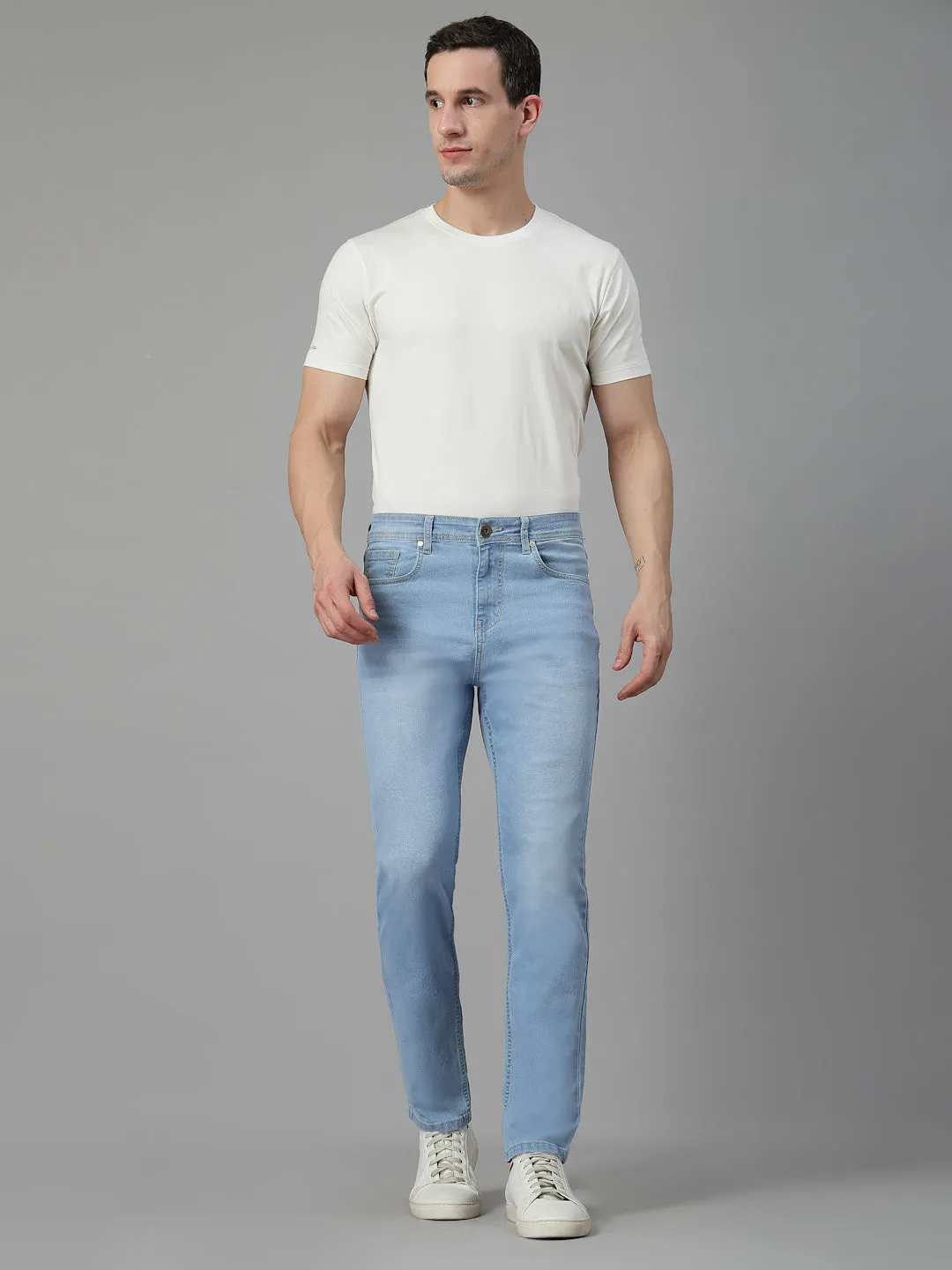 Style Quotient Men Light Blue Regular Fit Mid Rise Stretchable Jeans