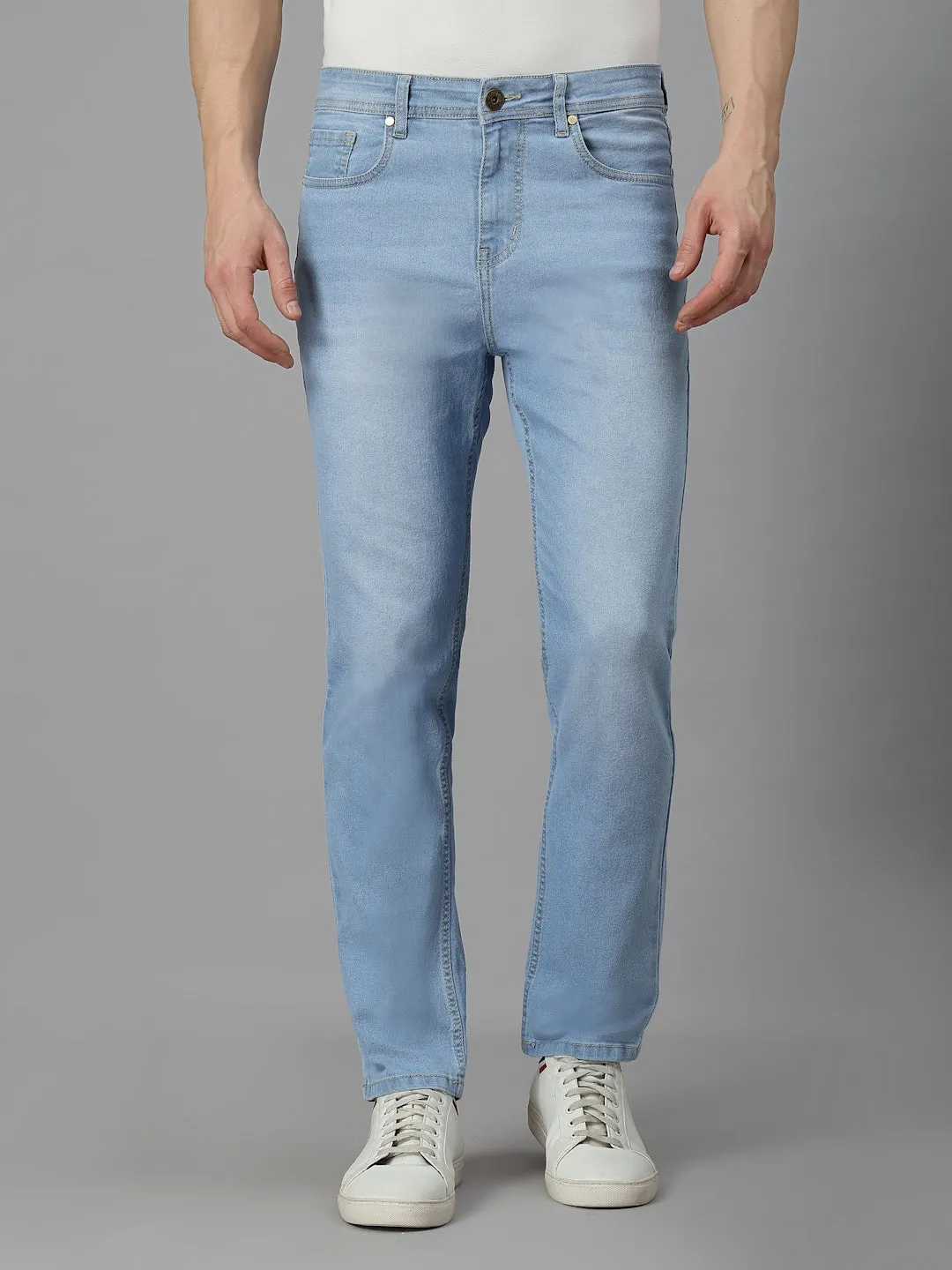 Style Quotient Men Light Blue Regular Fit Mid Rise Stretchable Jeans