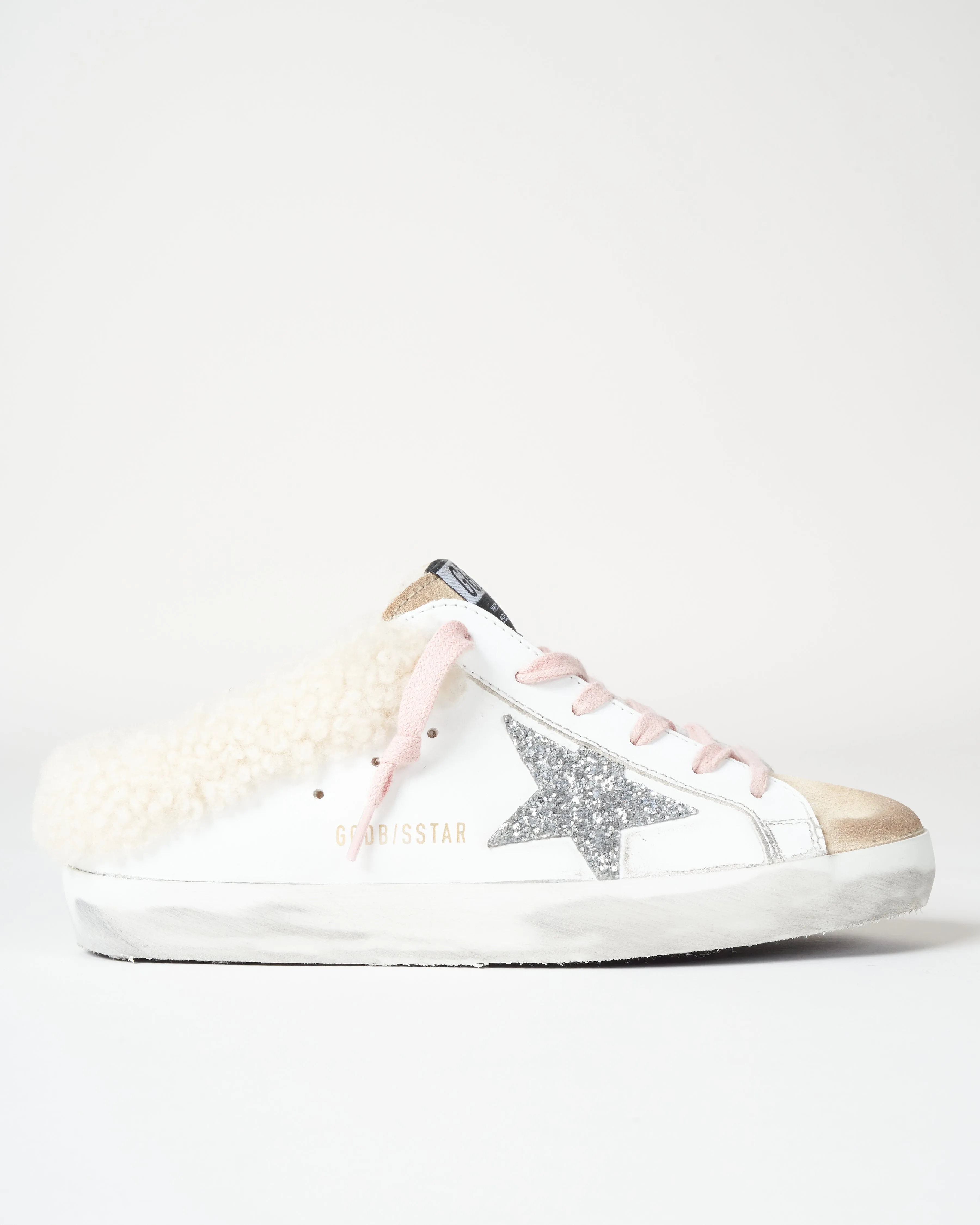 superstar shearling sabot - cappuccino/white