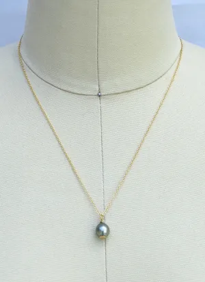 Tahitian Pearl ~ Simple 14k GF Chain Necklace