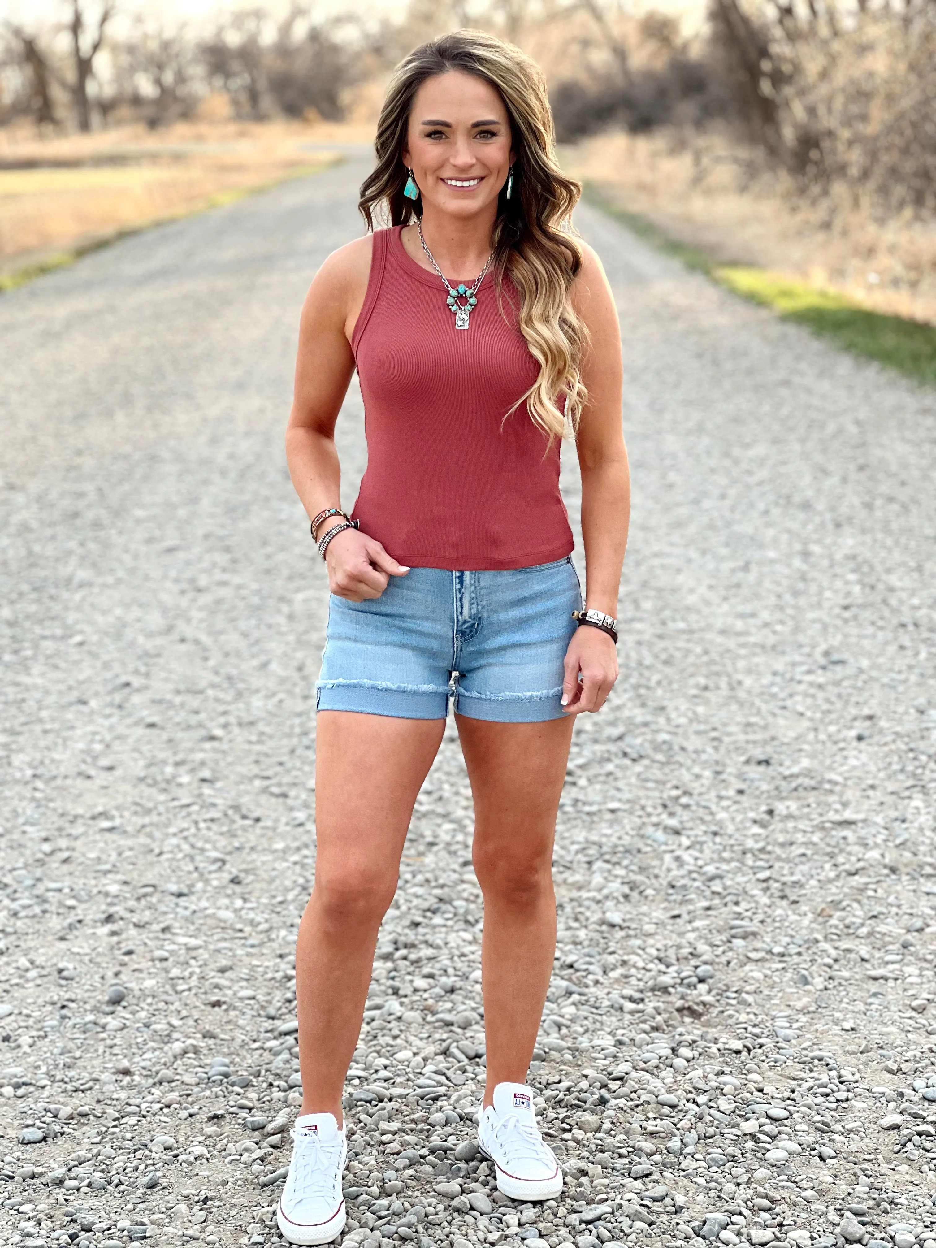 The Light Wash Cuff Shorts