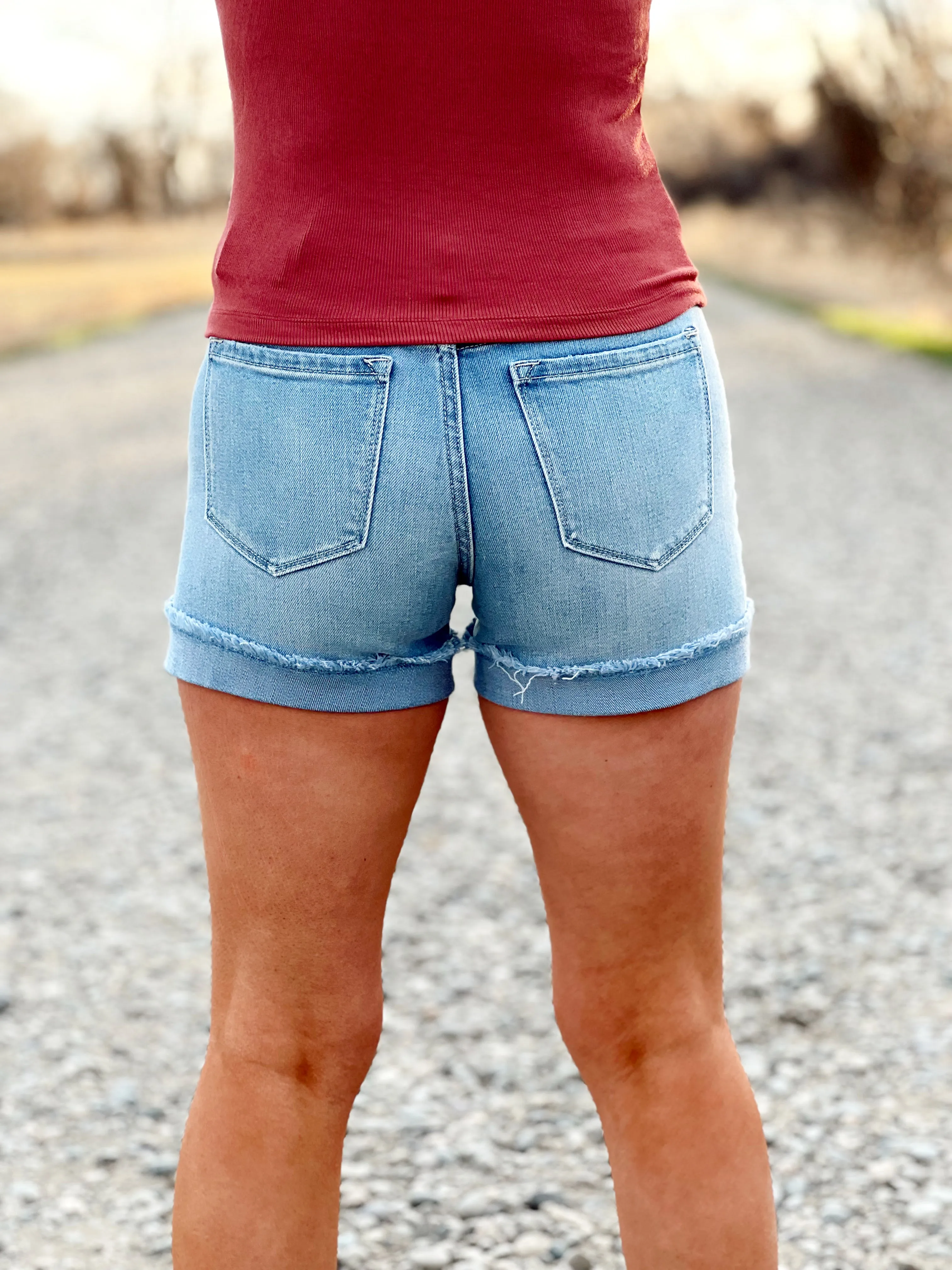 The Light Wash Cuff Shorts