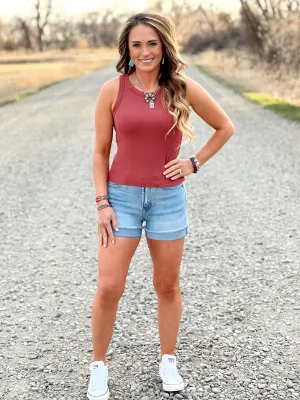 The Light Wash Cuff Shorts
