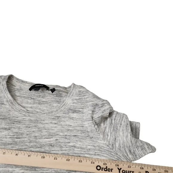 Theory Dress Womens Small T-Shirt Mini Heather Gray Cherry Sterling Rib Knit