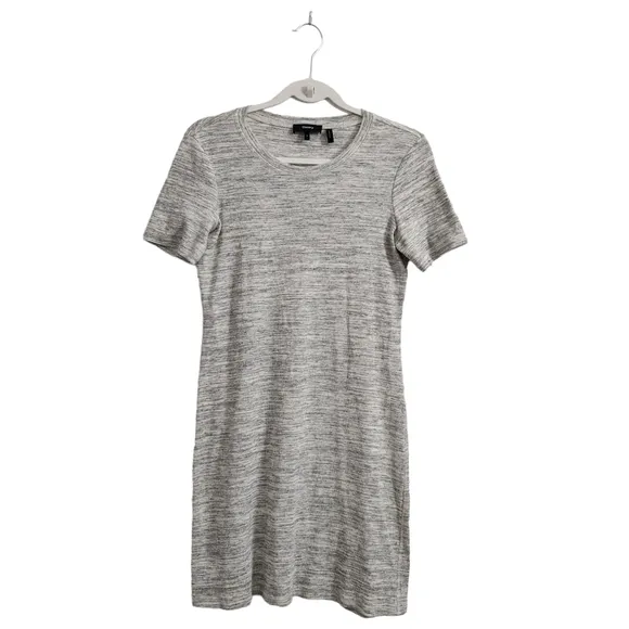 Theory Dress Womens Small T-Shirt Mini Heather Gray Cherry Sterling Rib Knit