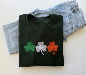 Three Irish Shamrock Embroidered Sweatshirt