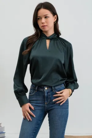 Twist Keyhole Mock Neck Top