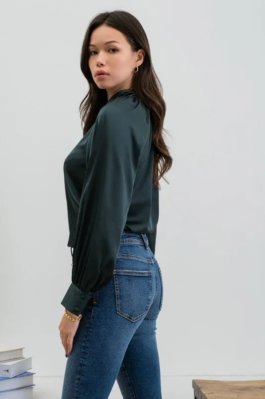 Twist Keyhole Mock Neck Top