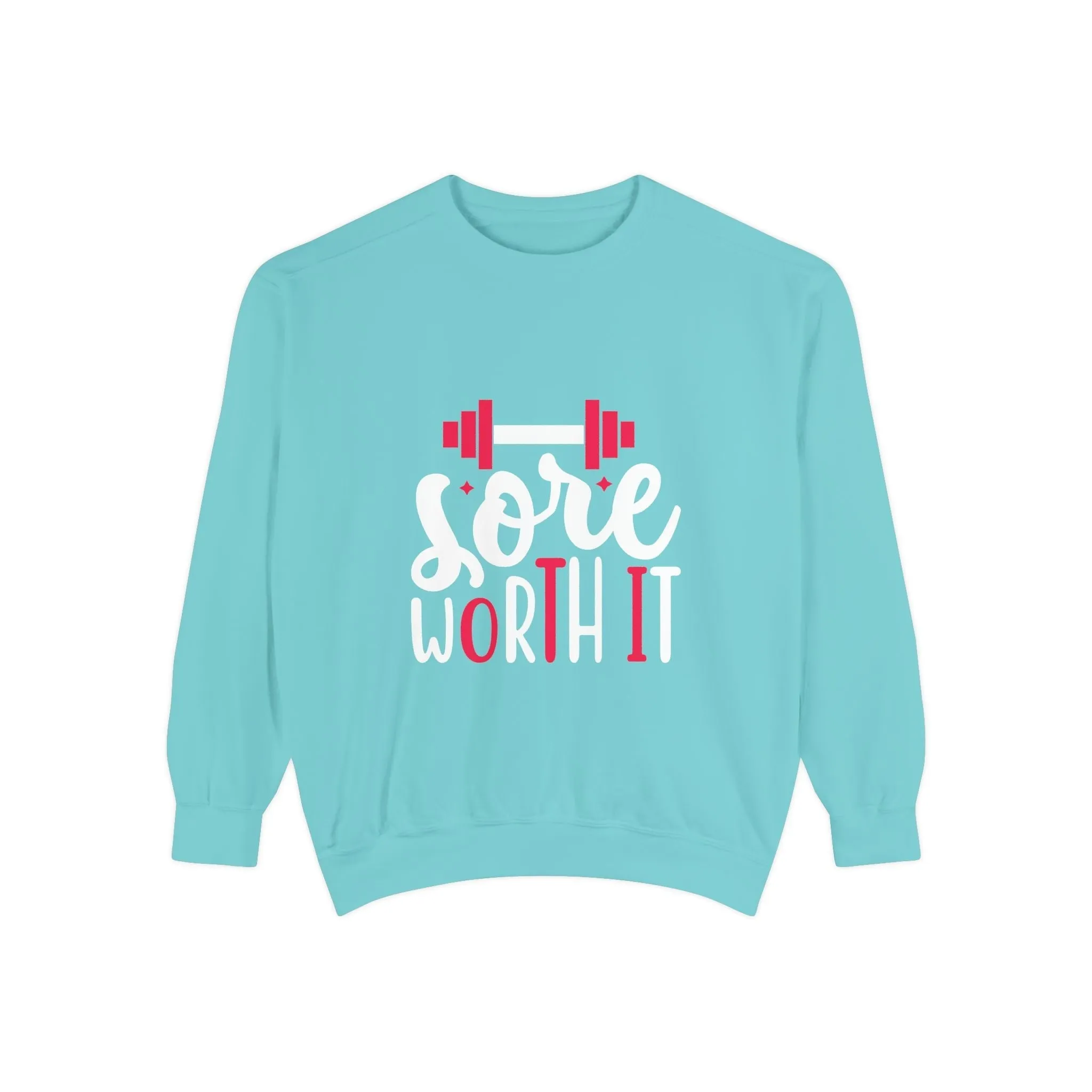 Unisex Garment-Dyed Sweatshirt with Bold Print - Perfect for Casual Wear and Workouts