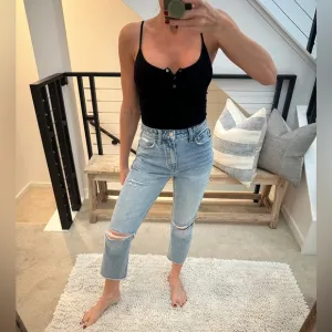 Vervet blue distressed Jean denim flare ankle high rise trendy chic fall 27