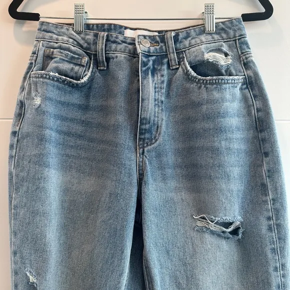Vervet blue distressed Jean denim flare ankle high rise trendy chic fall 27
