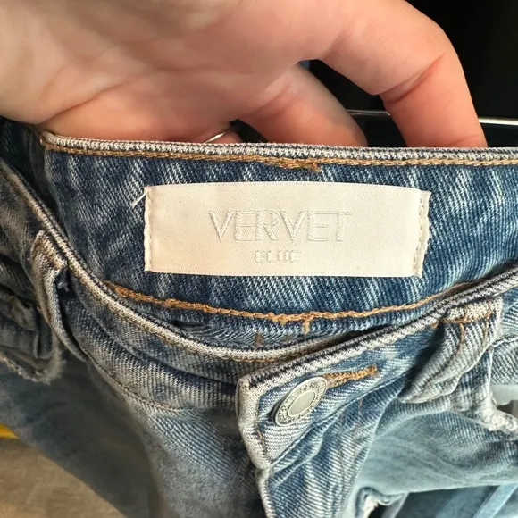 Vervet blue distressed Jean denim flare ankle high rise trendy chic fall 27