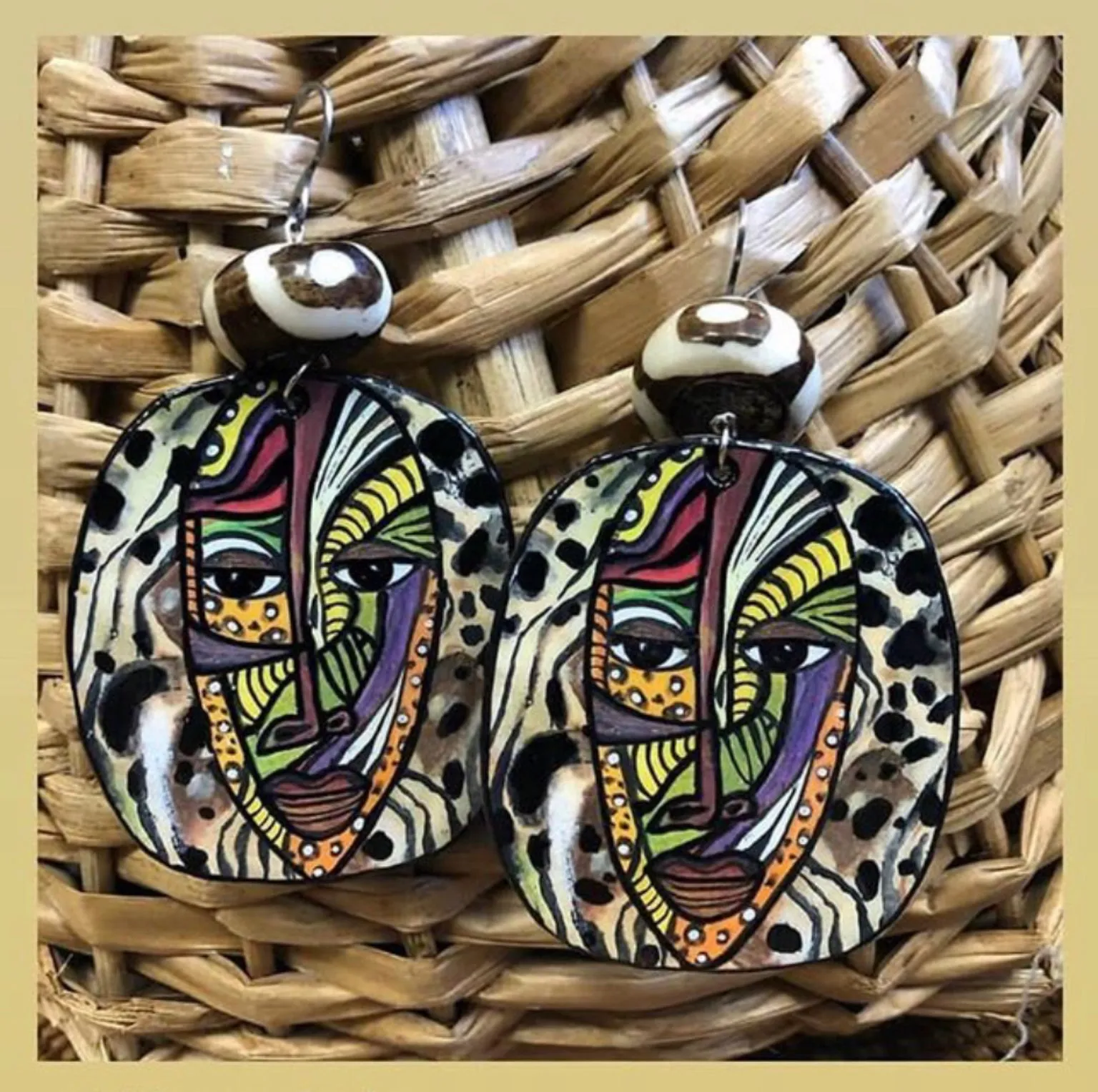 Via Wearable Art Earring Safari Mask