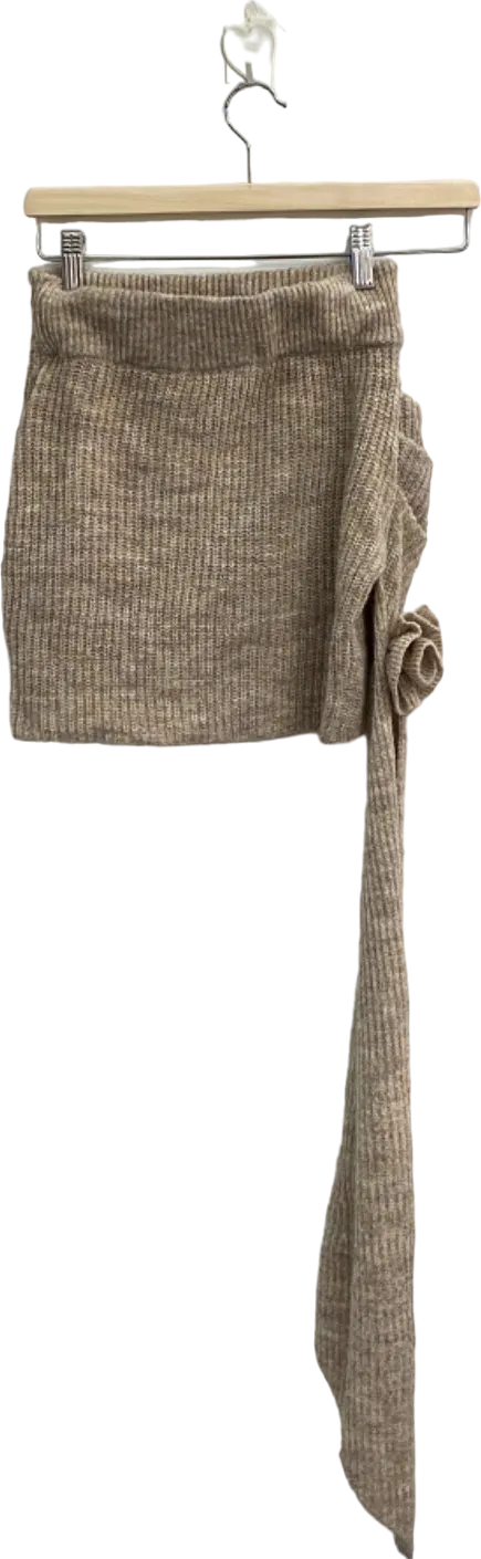 Wanderdoll Beige Knitted Mini Skirt with Tie Detail UK S