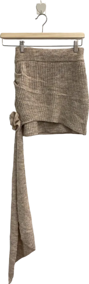 Wanderdoll Beige Knitted Mini Skirt with Tie Detail UK S