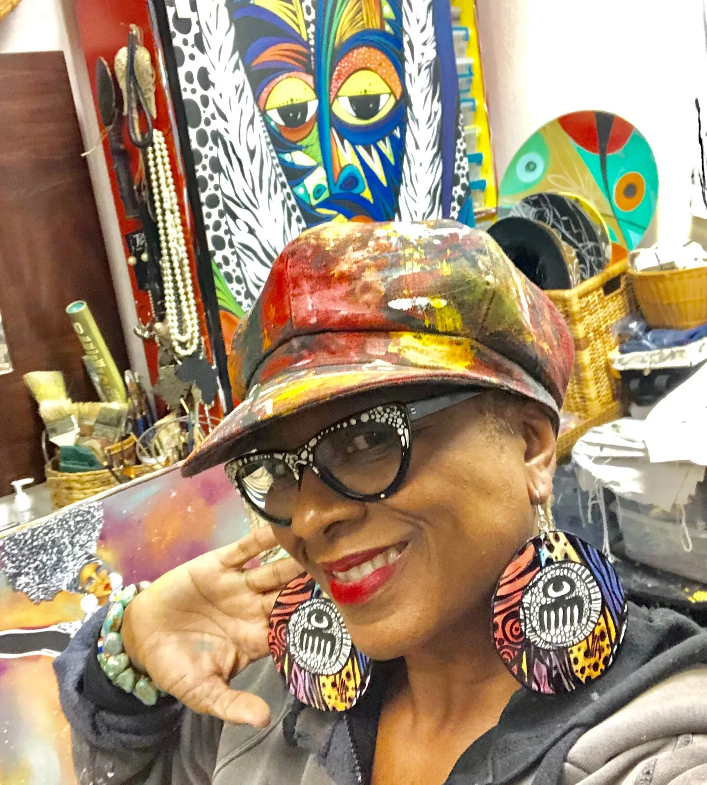 WEARABLE ART EARRING ADINKRA STYLE