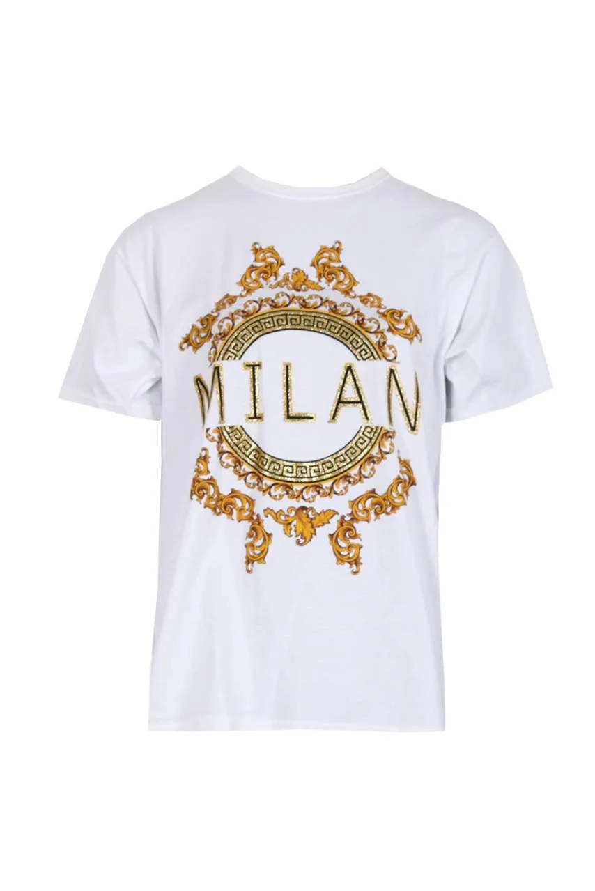 White Milan Slogan T-Shirt