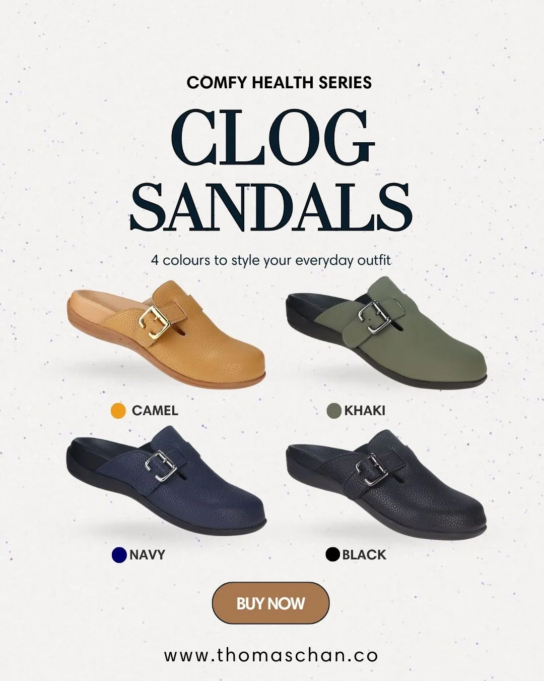 [Wide-Fit] Closed Toe Buckle Clog Sandals [Comfy Health Series]