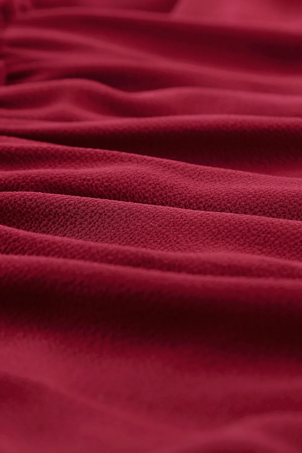 Wine Red Sleeveless V Neck Ruffled Swing Mini Dress