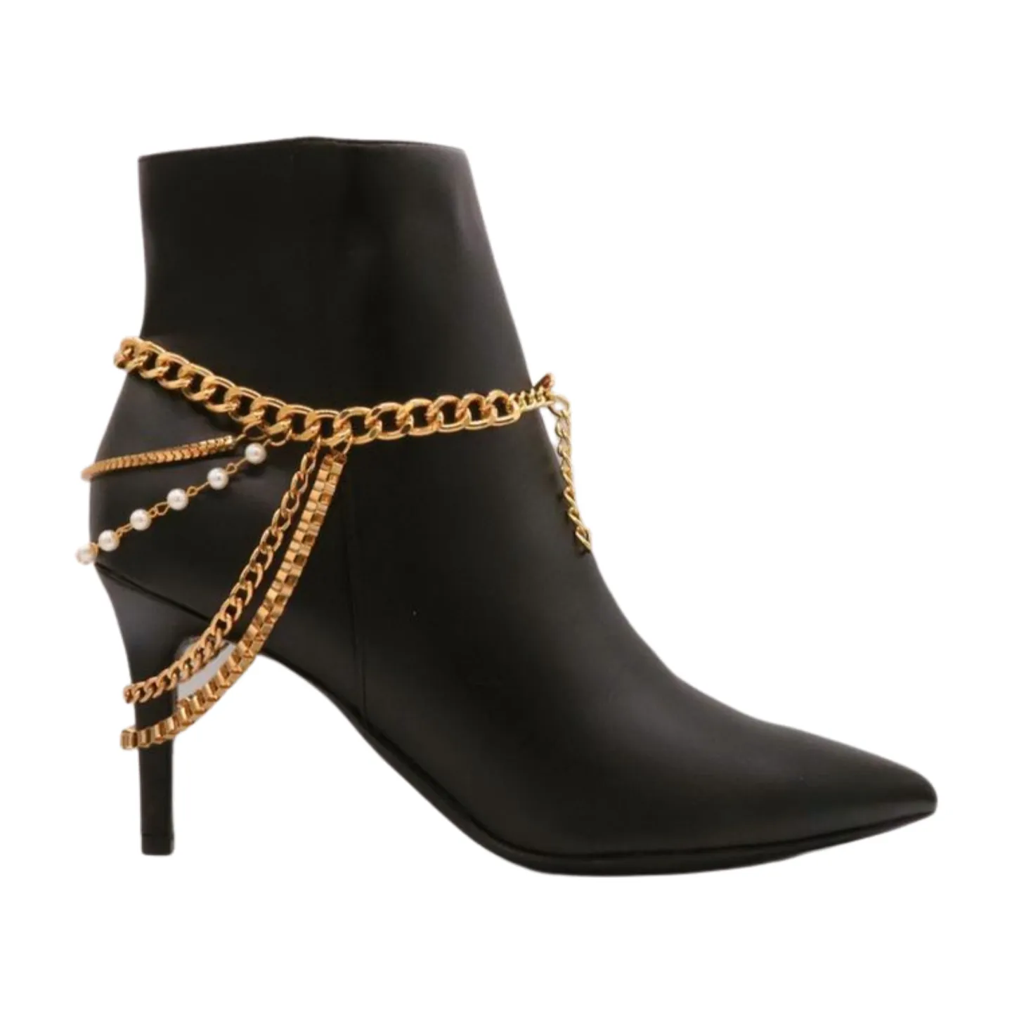 Women Silver Metal Chain Boot Bracelet Anklet Shoe Bling Buckle Charm