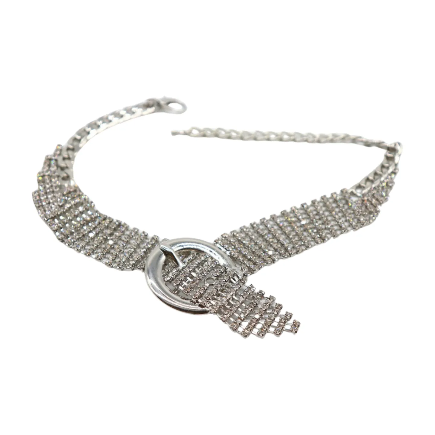 Women Silver Metal Chain Boot Bracelet Anklet Shoe Bling Buckle Charm
