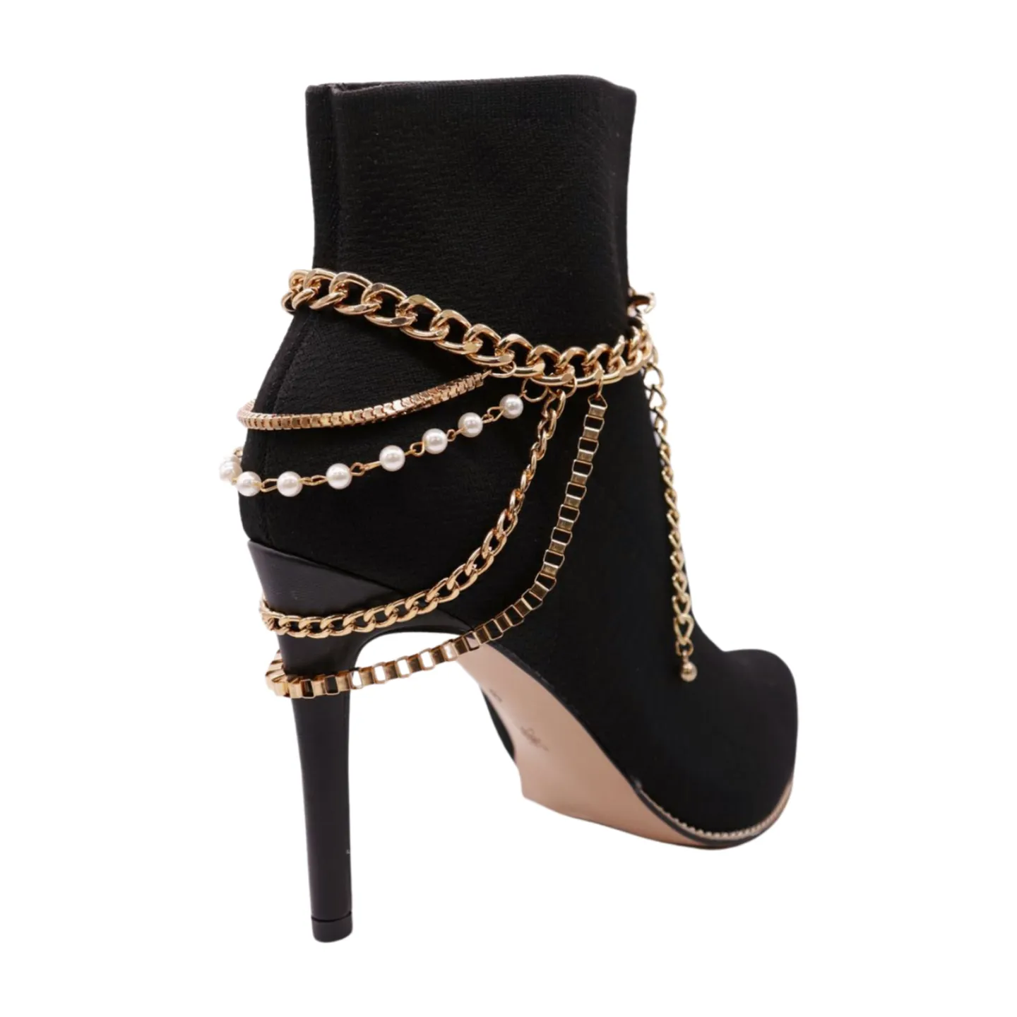 Women Silver Metal Chain Boot Bracelet Anklet Shoe Bling Buckle Charm