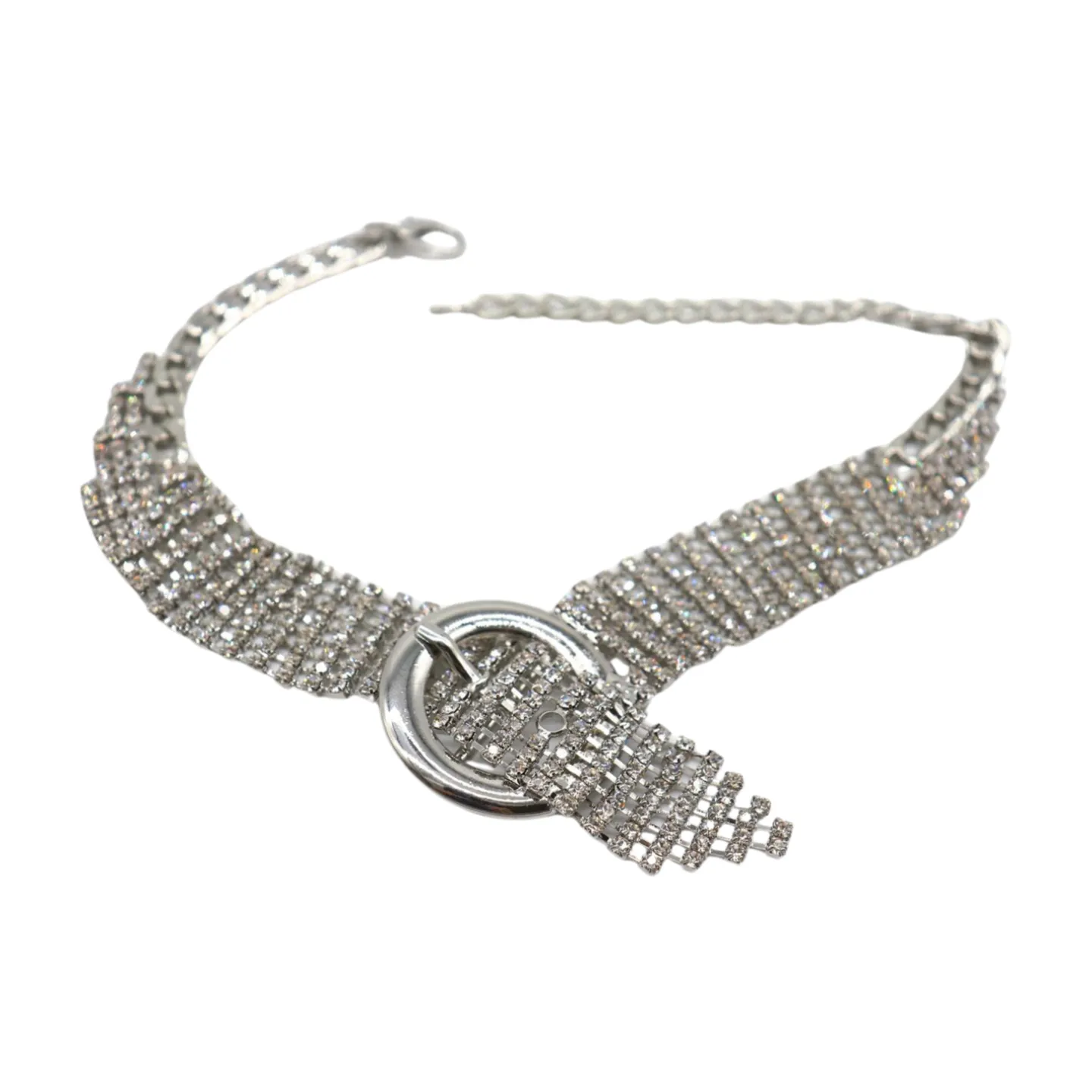 Women Silver Metal Chain Boot Bracelet Anklet Shoe Bling Buckle Charm
