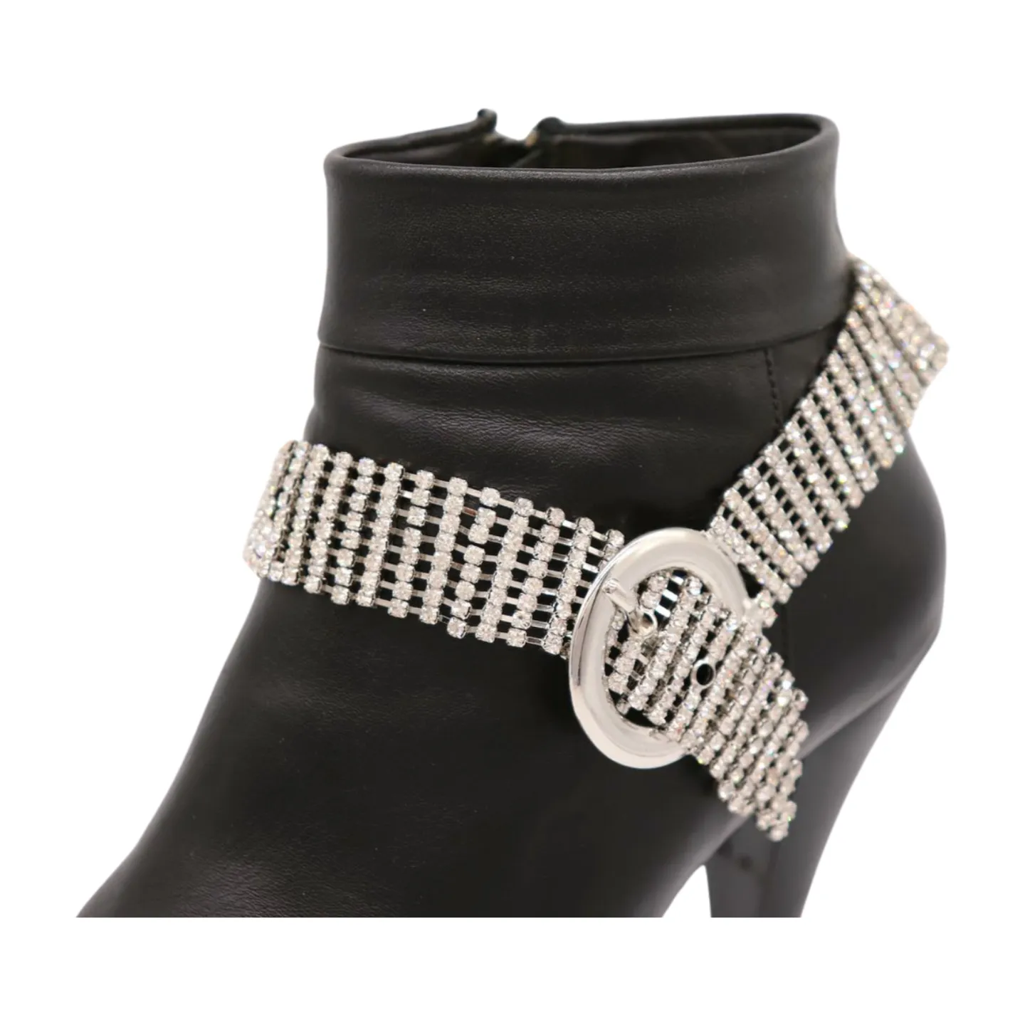 Women Silver Metal Chain Boot Bracelet Anklet Shoe Bling Buckle Charm