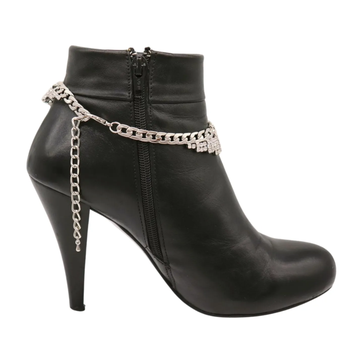 Women Silver Metal Chain Boot Bracelet Anklet Shoe Bling Buckle Charm