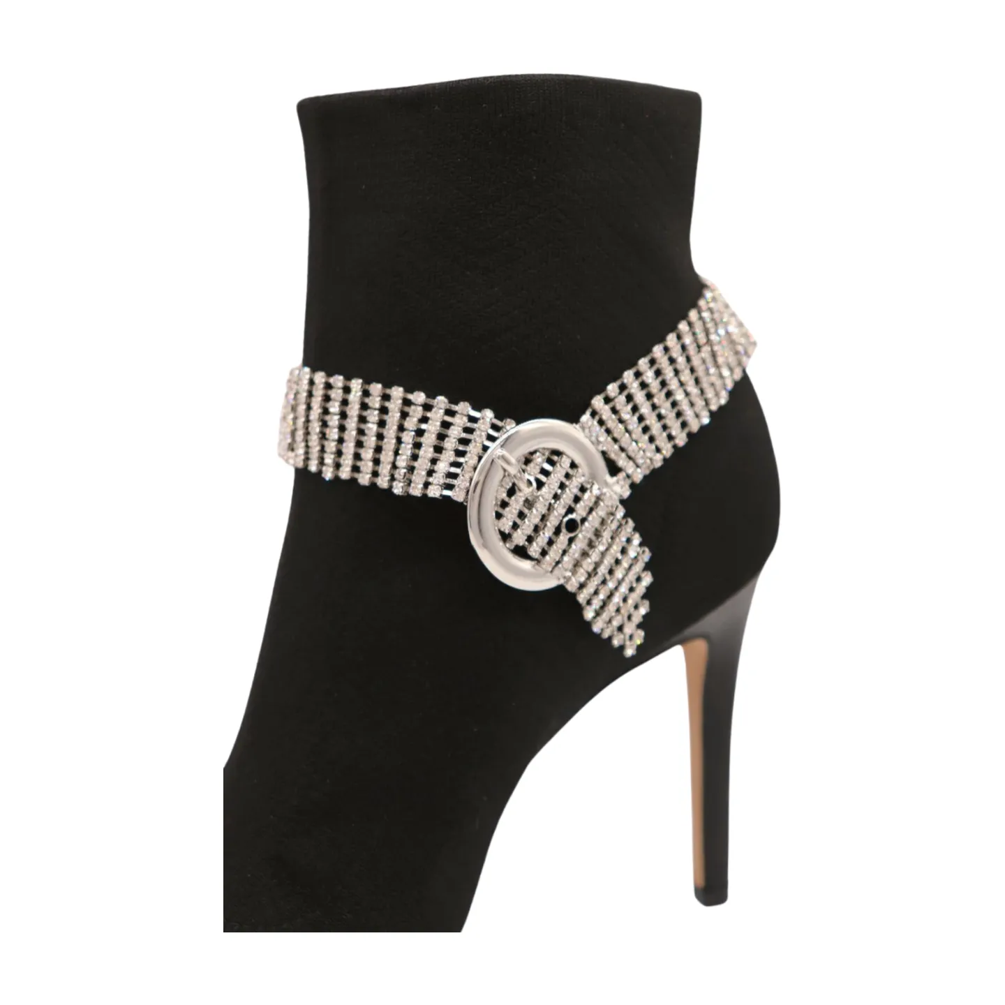 Women Silver Metal Chain Boot Bracelet Anklet Shoe Bling Buckle Charm