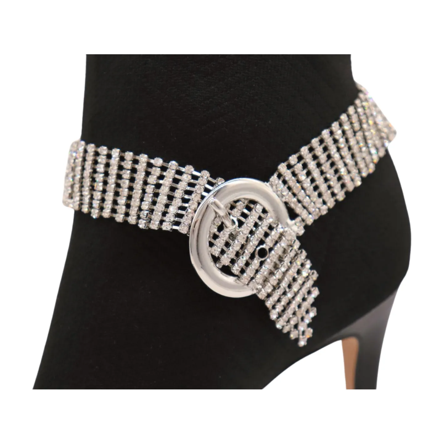 Women Silver Metal Chain Boot Bracelet Anklet Shoe Bling Buckle Charm