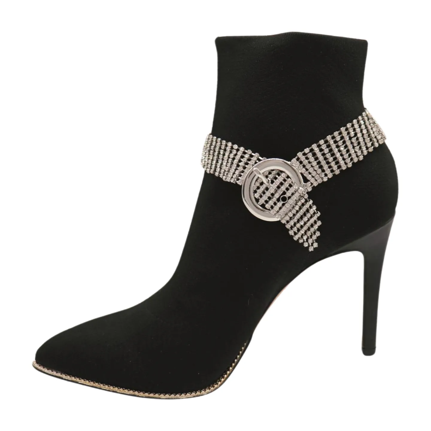 Women Silver Metal Chain Boot Bracelet Anklet Shoe Bling Buckle Charm