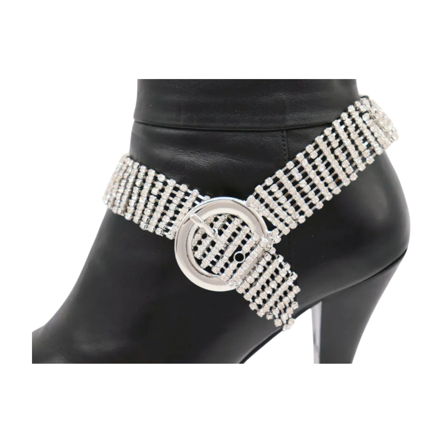 Women Silver Metal Chain Boot Bracelet Anklet Shoe Bling Buckle Charm