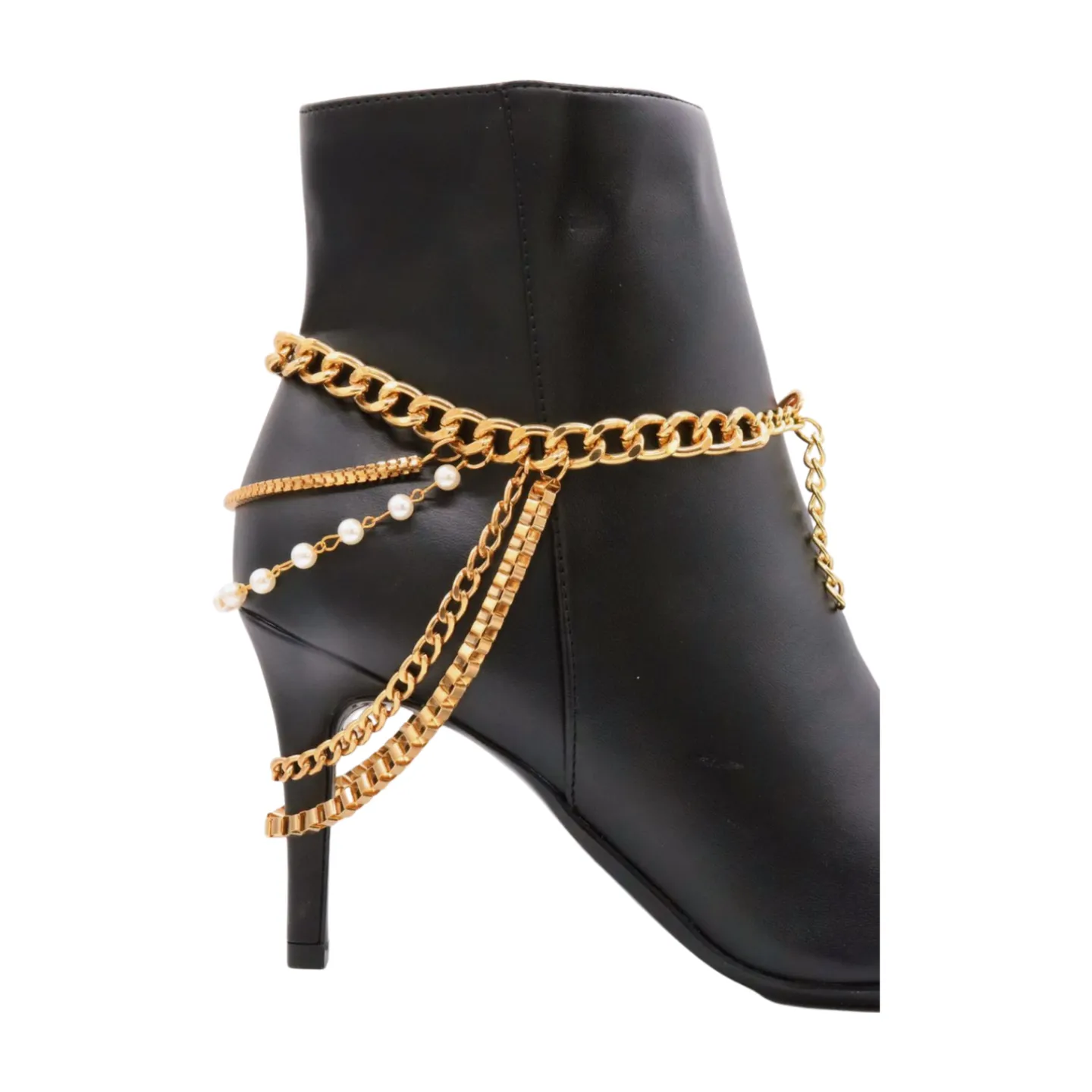 Women Silver Metal Chain Boot Bracelet Anklet Shoe Bling Buckle Charm