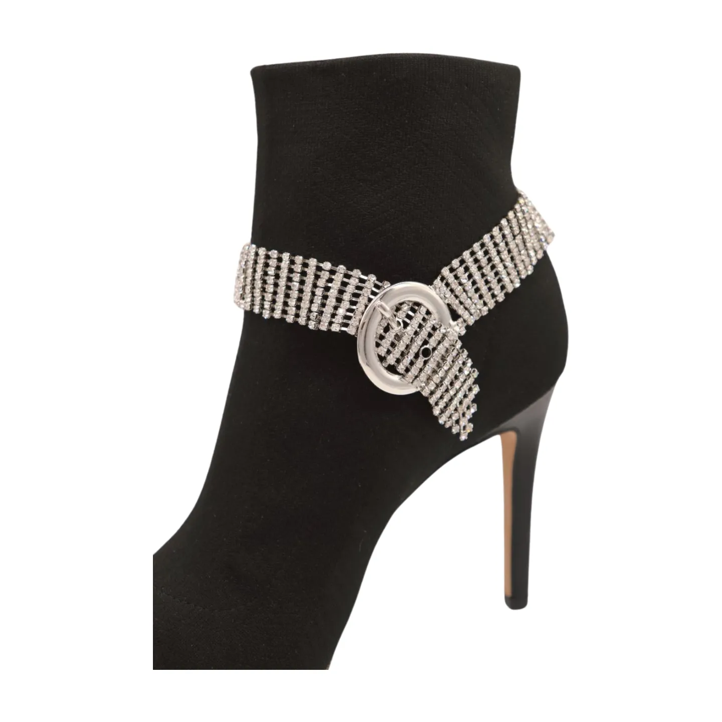 Women Silver Metal Chain Boot Bracelet Anklet Shoe Bling Buckle Charm