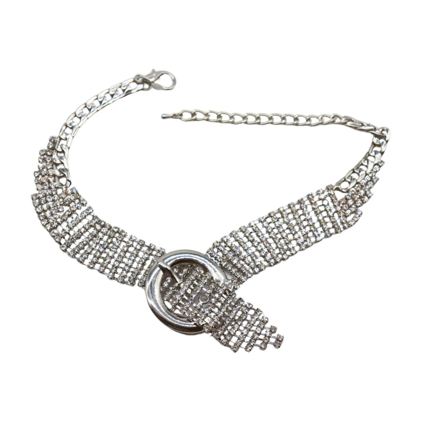 Women Silver Metal Chain Boot Bracelet Anklet Shoe Bling Buckle Charm