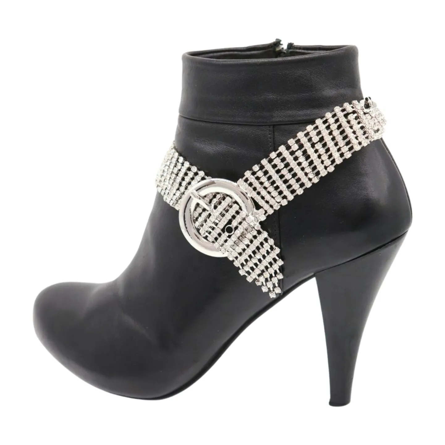 Women Silver Metal Chain Boot Bracelet Anklet Shoe Bling Buckle Charm
