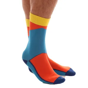 Yellow Orange Blue Mens Dress Socks - Premium Cotton formal socks with Soft Elastic