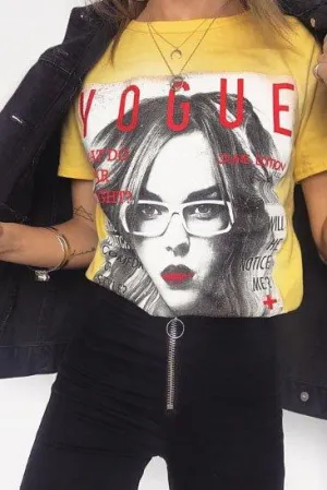 Yellow Vogue Slogan T-shirt - Alana