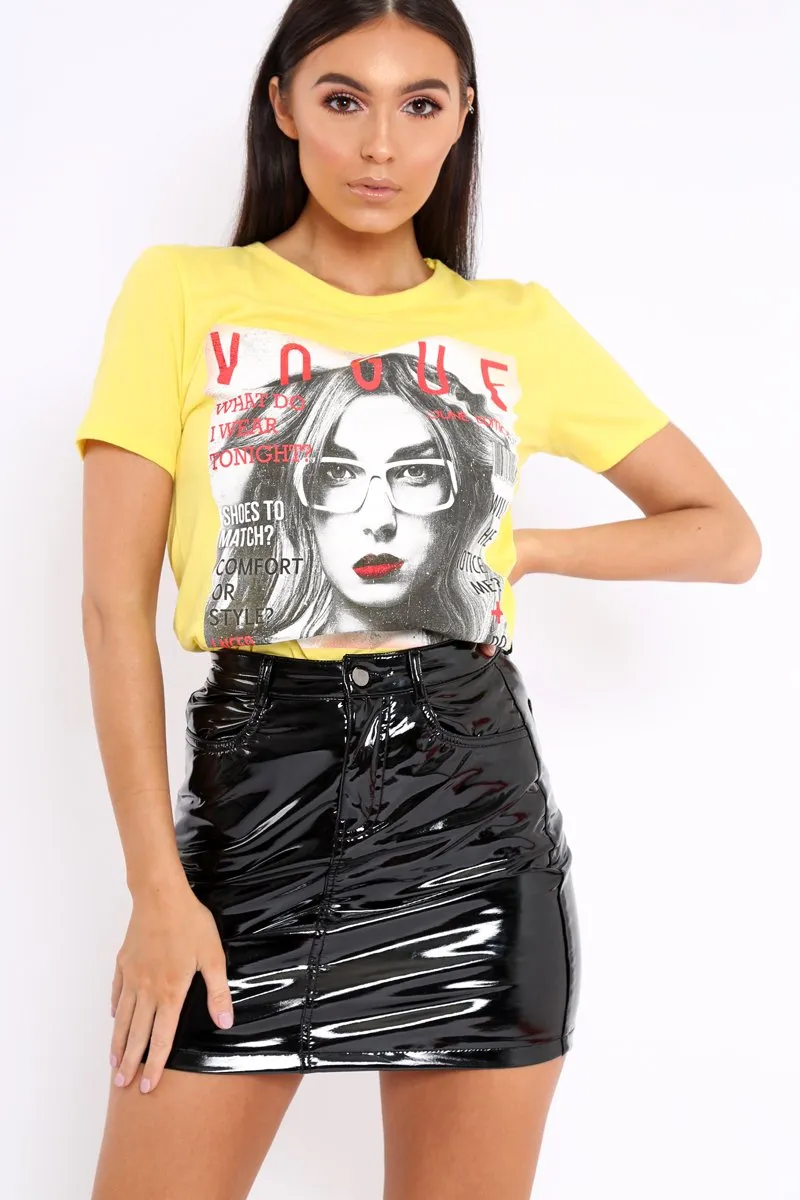 Yellow Vogue Slogan T-shirt - Alana